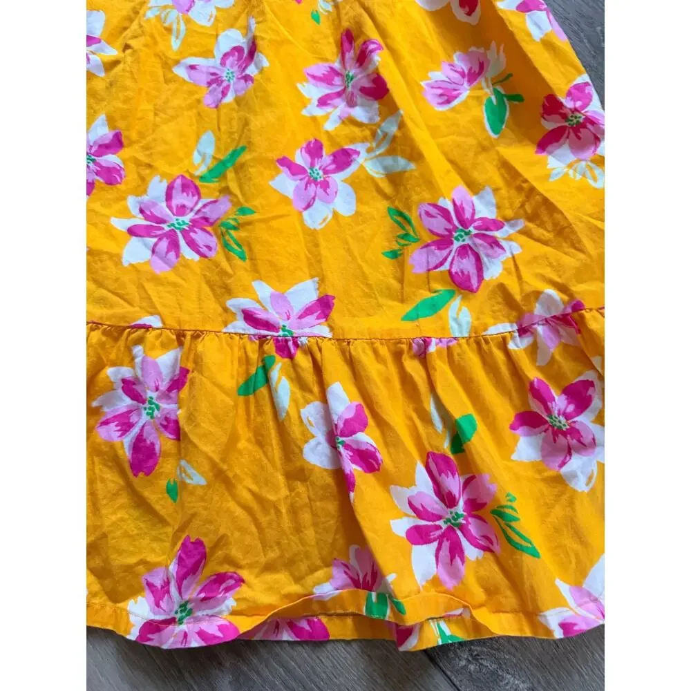 Old Navy Yellow Floral Ruffled-Hem Twill Dress